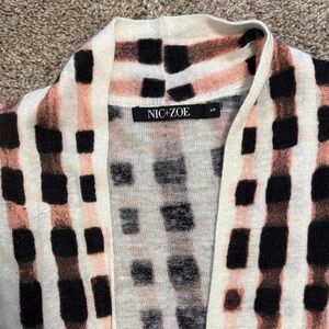 NIC+ZOE Women's Checkered Cardigan - Black, Cream, and Pink, small, NWOT